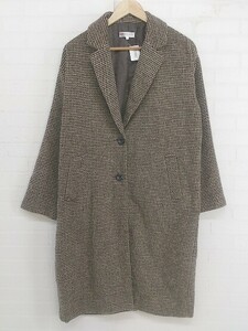 ◇ BRICK HOUSE ブリックハウス by TOKYO SHIRTS 千鳥格子 長袖 チェスターコート サイズL ブラウン ベージュ レディース P