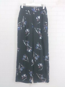 ◇ UNITED ARROWS 定価1.8万円 花柄 センタープレス パンツ サイズ34 ブラック ブルー ホワイト レディース P