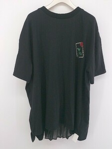 ◇ RASVOA ラスボア プリーツ バックジップ 半袖 Tシャツ カットソー サイズF ブラック レディース P
