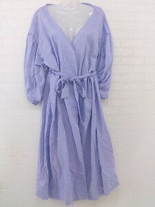 * * JEANASIS Jeanasis linen. puff sleeve long sleeve design One-piece size F purple lady's P