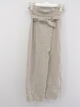 ◇ COCO DEAL ストライプ カットオフ リネン混 ロング ラップ巻き風 スカート サイズ2 ベージュ レディース P_画像2