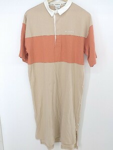 ◇ CONVERSE コンバース 半袖 膝下丈 ポロ ワンピース サイズ M ベージュ オレンジ レディース P