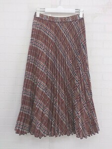 * anatelier Anatelier check long pleated skirt size 36 brown group multi lady's P