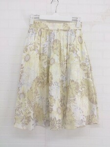 ◇ PROPORTION BODY DRESSING 花柄 膝下丈 フレア スカート サイズ1 イエロー ベージュ系 レディース P