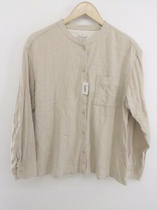 ◇ MUJI 無印良品 ムジルシ オックススタンドカラー 21ｓｓ 長袖 シャツ サイズL ベージュ レディース P