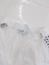 ◇ agnes b アニエスベー Vネック 刺繍 半袖 ブラウス カットソー サイズ イ ホワイト レディース P_画像7