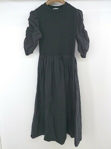 ◇ natural couture NICE CLAUP 半袖 ロング ワンピース サイズF ブラック レディース P