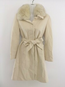 * * ef-de ef-de fox fur Anne gola long sleeve coat size 7 beige lady's P