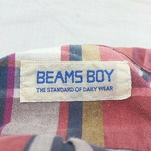 ◇ ◎ BEAMS BOY ビームス ボーイ チェック 半袖 ミニ シャツワンピース レッド系 ホワイト マルチ レディース Pの画像4