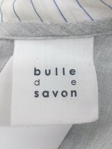 ◇ bulle de savon ストライプ バックジップ 半袖 ブラウス カットソー サイズF グレー ホワイト系 ブルー レディース P_画像4