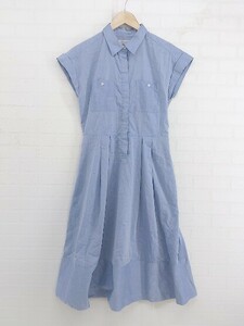 * ROSE BUD OUPLES front button short sleeves knees under height One-piece size F blue lady's P