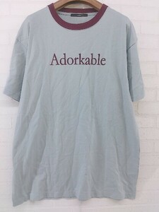 ◇ Kastane カスタネ 半袖 Tシャツ カットソー サイズXL ブルー ワインレッド系 レディース P