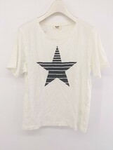 ◇ BEAMS HEART プリント スター 星柄 半袖 Tシャツ カットソー ホワイト系 ブラック レディース P_画像2