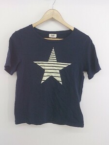 * BEAMS HEART Star star pattern cotton 100% short sleeves T-shirt cut and sewn navy white group lady's P
