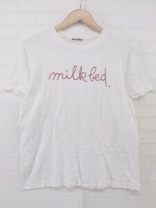 ◇ MILKFED ミルクフェド ロゴ 半袖 Tシャツ カットソー サイズONE ホワイト レッド レディース P