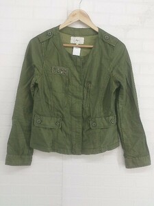 * SHIPS Ships Zip up equipment ornament long sleeve blouson size M khaki lady's P