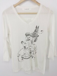 ◇ H.A.K ハク 切替 長袖 Tシャツ カットソー ホワイト レディース P