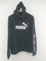 ◇ PUMA プーマ ロゴ 長袖 プルオーバー パーカー サイズL ブラック ホワイト レディース P_画像1