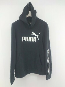 ◇ PUMA プーマ ロゴ 長袖 プルオーバー パーカー サイズL ブラック ホワイト レディース P