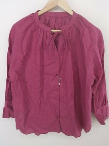 ◇ ◎ ●美品● ViS ビス ノーカラー Vネック 長袖 シャツ ブラウス サイズF ピンク系 レディース P