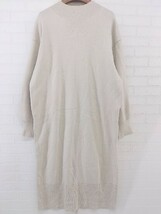 ◇ THE SHOP TK ザ ショップ ティーケー モックネック 長袖 ロング ニット ワンピース サイズL ベージュ レディース P_画像2