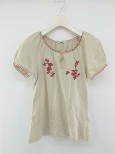 ◇ L'EST ROSE レストローズ 刺繍 半袖 Tシャツ カットソー ベージュ系 レッド系 レディース P