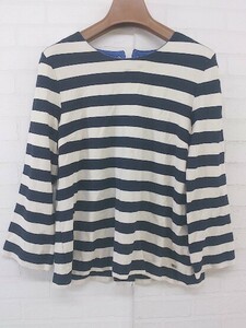 ◇ TOMMY HILFIGER トミーヒルフィガー ボーダー 八分袖 Tシャツ カットソー サイズM ネイビー アイボリー系 レディース E