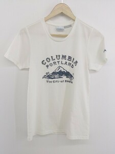 ◇ Columbia コロンビア クルーネック プリント 半袖 Tシャツ カットソー サイズM ホワイト ネイビー レディース P