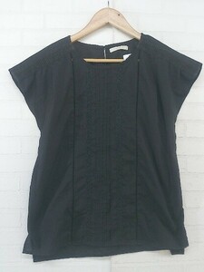 ◇ chocol raffine robe レース刺繍 フレンチスリーブ ブラウス カットソー サイズF ブラック レディース P