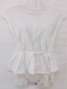 ◇ ◎ PAGEBOY ページボーイ ALICIA レース フレンチスリーブ ブラウス カットソー サイズF ホワイト レディース P