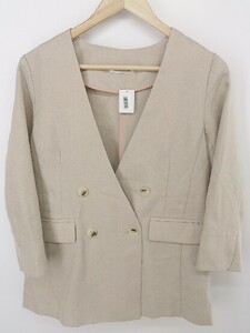 ◇ natural couture ナチュラルクチュール ノーカラー 4B 長袖 ジャケット サイズ ベージュ レディース P