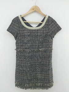 ◇ ◎ ●未使用● CECIL McBEE 装飾 半袖 ブラウス カットソー サイズM ネイビー ホワイト系 ベージュ レディース P