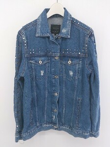 ◇ ZARA trafaluc denimwear スタッズ ダメージ デニム 長袖 Ｇジャン サイズ EUR S USA S MEX 26 インディゴ レディース P