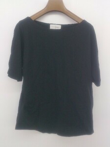 ◇ antiqua アンティカ ボートネック 半袖 Tシャツ カットソー サイズ L ブラック レディース P
