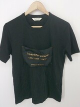 ◇ beautiful people デザイン 半袖 Tシャツ カットソー サイズ170 ブラック ゴールド レディース P_画像2