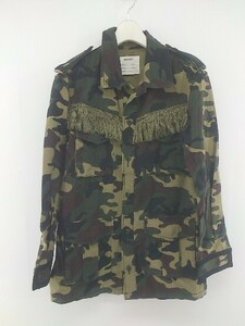 * MOUSSY Moussy camouflage pattern fringe long sleeve shirt jacket size F moss green black group lady's P