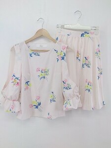 ◇ tocco closet 花柄 膝丈 スカート カットソー セットアップ ライトピンク系 マルチ レディース P