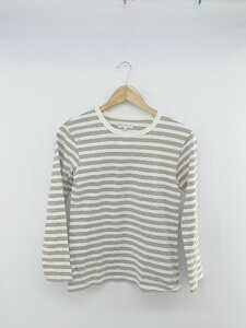 ◇ agnes b アニエスベー ボーダー 長袖 Tシャツ カットソー サイズT1 ホワイト グレー レディース P