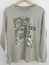 ◇ TOBILA トビラ プリント 長袖 Tシャツ カットソー サイズM グレー レディース P_画像2