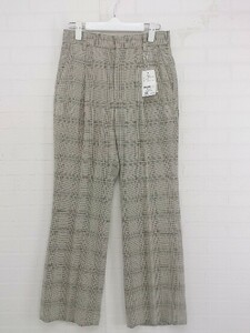 ◇ ◎ ●美品● LOWRYS FARM ローリーズファーム タグ付き チェック セミフレア パンツ サイズ L ベージュ系 レディース P