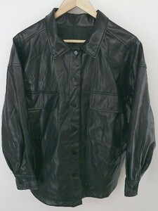 ◇ GRL グレイル フェイクレザー 長袖 シャツジャケット サイズS ブラック レディース P
