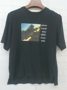 ◇ MURUA ムルーア プリント 半袖 Tシャツ カットソー サイズF ブラック マルチ レディース P
