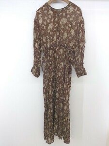 * * natural couture natural kchu-ru total pattern long sleeve long One-piece size F Brown beige lady's P