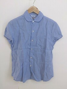 ◇ LE GLAZIK ル グラジック リネン100% 半袖 シャツ サイズ36 ブルー レディース P