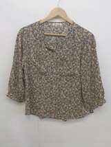 ◇ natural couture ナチュラルクチュール 花柄 長袖 シャツ ブラウス サイズF ブラウン系 マルチ レディース P_画像2