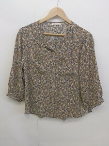 ◇ natural couture ナチュラルクチュール 花柄 長袖 シャツ ブラウス サイズF ブラウン系 マルチ レディース P