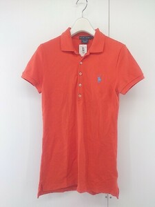 ◇ RALPH LAUREN ラルフローレン ワンポイント 半袖 ポロシャツ サイズS 160/84A オレンジ レディース P