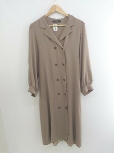 ◇ w closet ダブルクローゼット 切替 プリーツ 長袖 膝下丈 ワンピース サイズF ブラウン系 レディース P