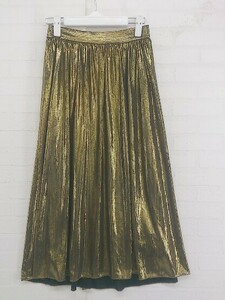 * JEANASIS Jeanasis waist rubber knees under height pleated skirt size F Gold lady's P