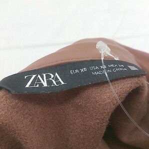 ◇ ZARA ザラ フェイクレザー 半袖 膝下丈 ワンピース サイズEUR XS USA XS MEX 24 ブラウン系 レディース Pの画像4